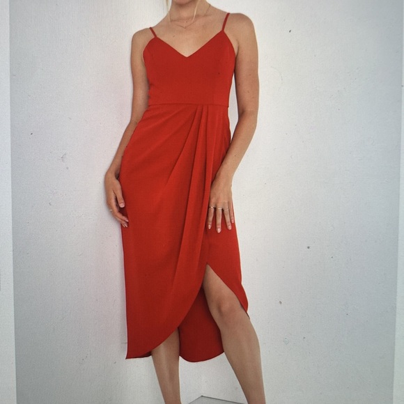 Lulus Rust Red Midi Dress - Picture 8 of 8
